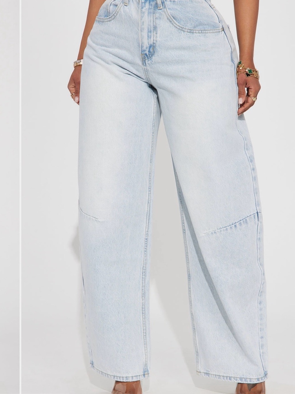 Fashion Nova Light Blue High-Rise Wide Leg Jeans - Picture 2 of 3